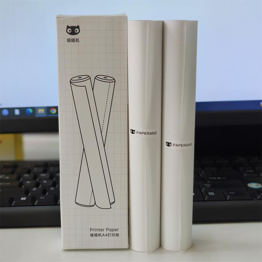 PAPERANG – 2 rollos  caja no adhesiva A4 de Estados Unidos, tamaño carta, papel térmico para PeriPage A40, M08F, MT810 u otra impresora portátil A4,