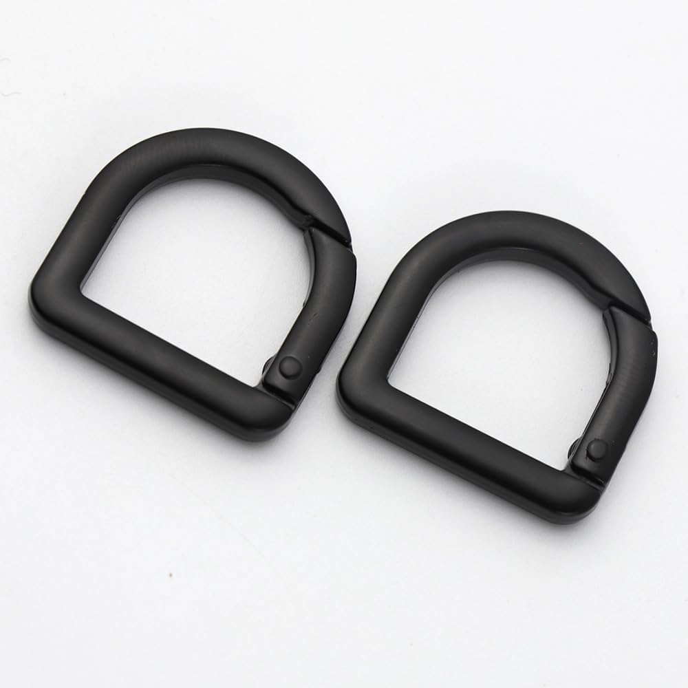 2 llaveros de resorte de metal semicírculo, clip de ganchos de resorte, hebilla de resorte, anillo plano en D para monederos (negro B)