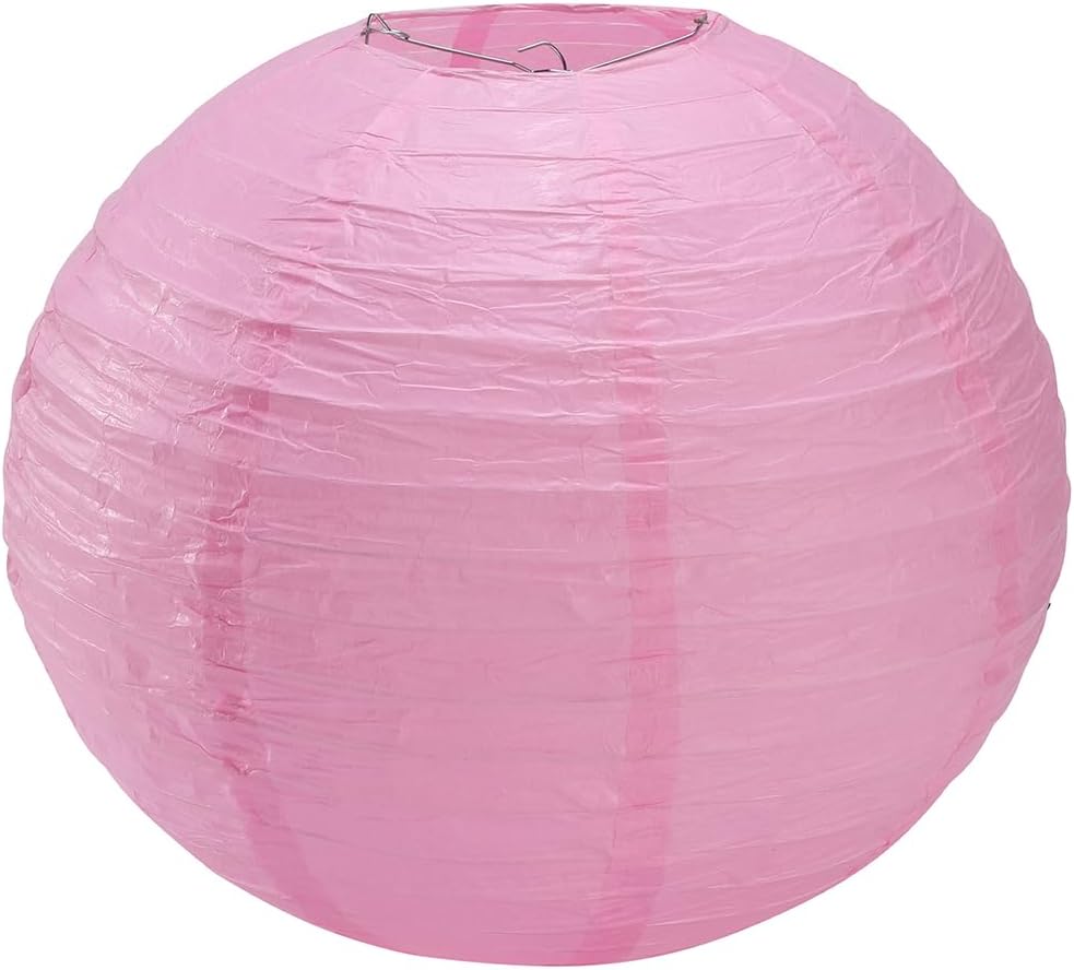 Linternas de papel redondas de papel rosadas, faroles decorativos para bodas, cumpleaños, fiestas y eventos, 16 pulgadas, 5 paquetes (rosa claro)