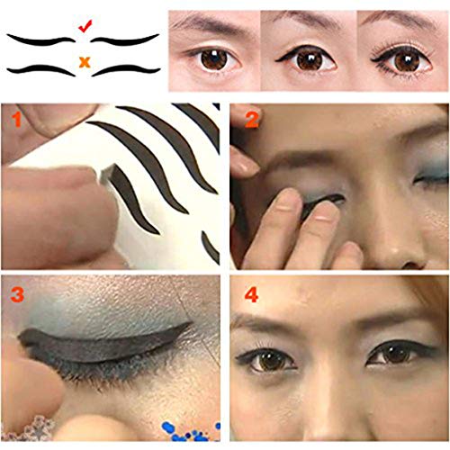 Healifty Pegatinas negras para delineador de ojos, 80 pares, reutilizables, impermeables, ahumadas