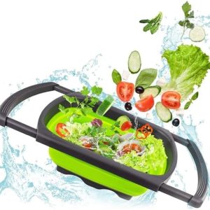 AG Colador plegable de 9 cuartos de galón, colador sobre el fregadero, coladores de verduras y frutas, coladores con asas extensibles, nuevos AG Colador plegable de 9 cuartos de galón, colador sobre el fregadero, coladores de verduras y frutas, coladores con asas extensibles, nuevos