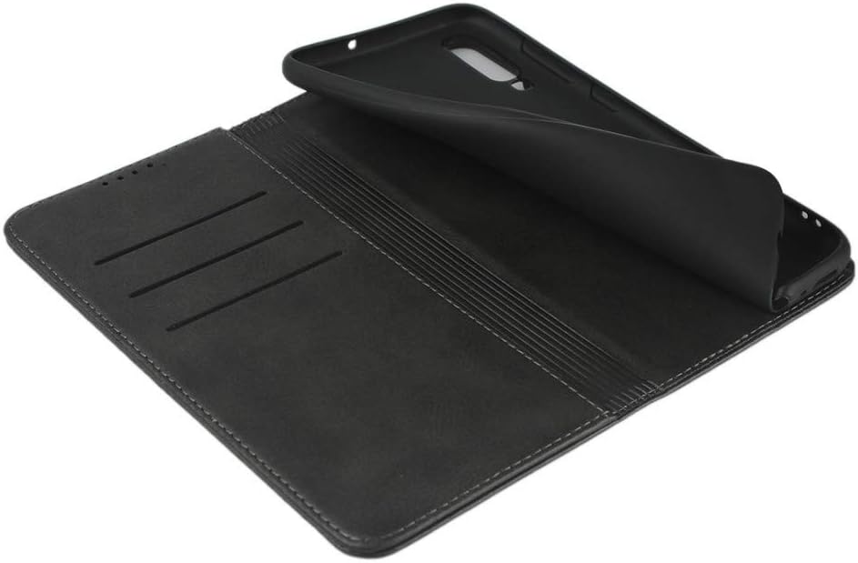 Funda magnética para Samsung A70, de piel sintética, con tapa y ranura para tarjetascompartimento para efectivo, color negro