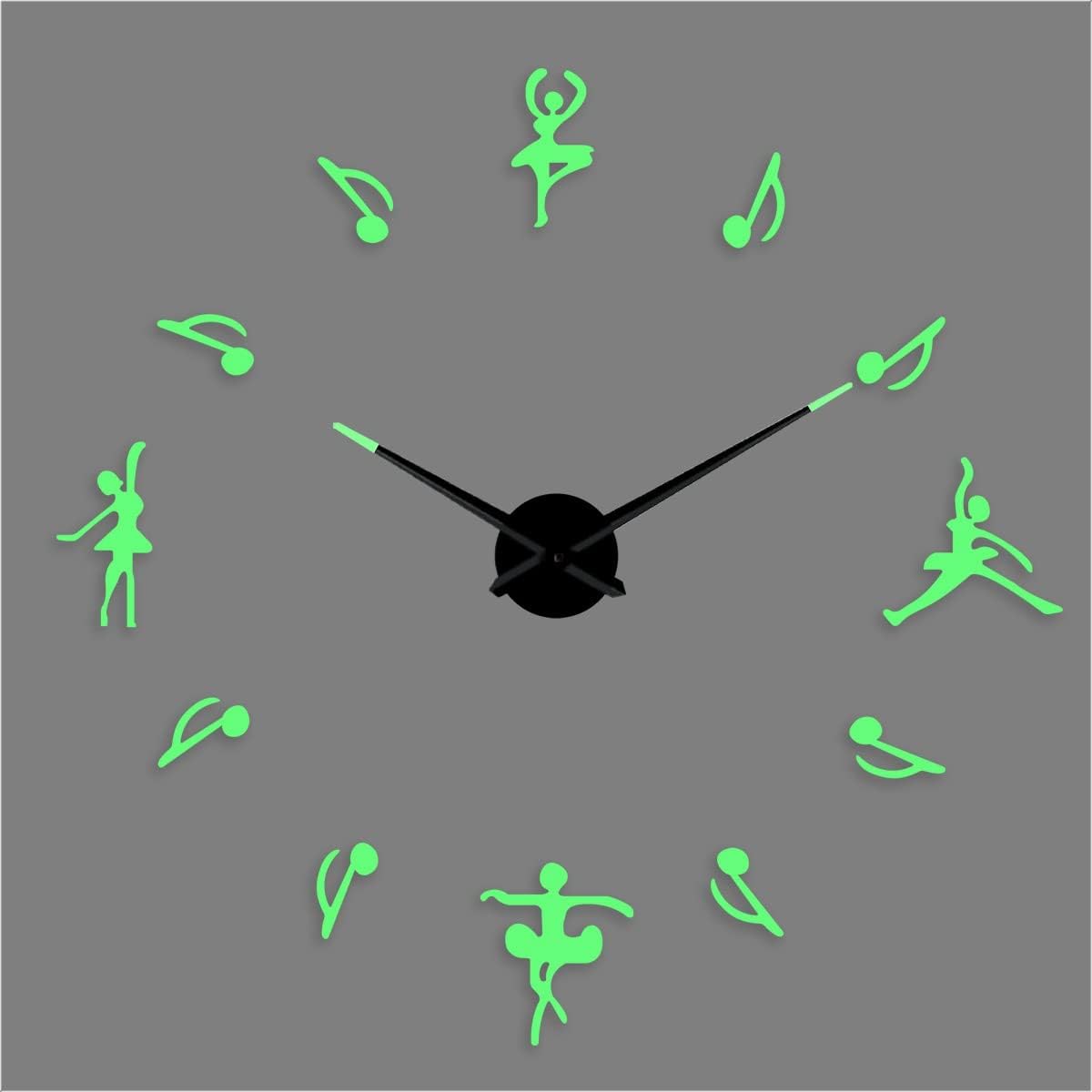 BST – Notas de ballet DIY, diferentes luminosas sin marco, reloj de pared, decoración de sala de baile, regalo de diseño creativo, 47 pulgadas