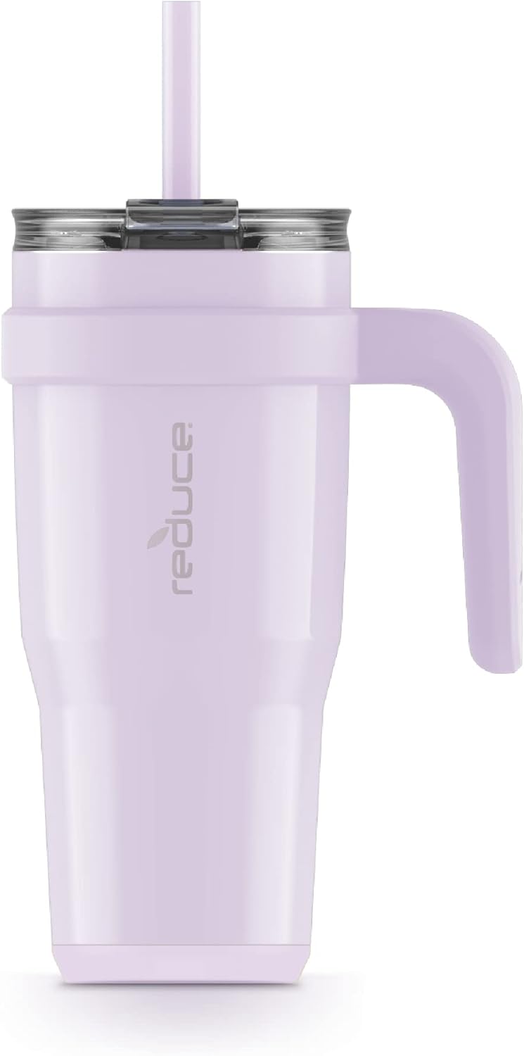 Reduce OG Lilac Bud – Vaso de viaje de acero inoxidable aislado al vacío con tapa para beber y pajilla, mantiene las bebidas frías hasta 24 horas, a