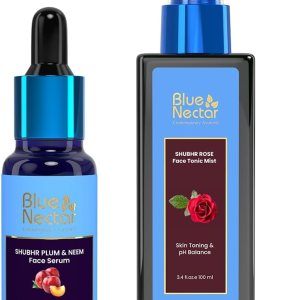 Blue Nectar Plum Face Serum & Rose Toner Mist  Combo de cuidado de la piel sin aceite para pieles propensas al acné Blue Nectar Plum Face Serum & Rose Toner Mist  Combo de cuidado de la piel sin aceite para pieles propensas al acné