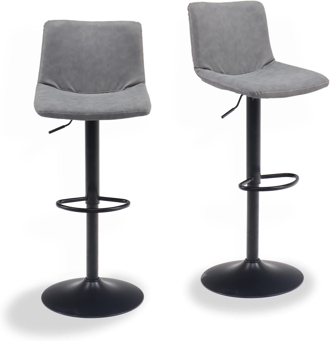 OHAHO Juego de 2 taburetes de bar giratorios para mostrador de cocina, sillas de bar de altura ajustable con respaldo, taburetes de bar altos de