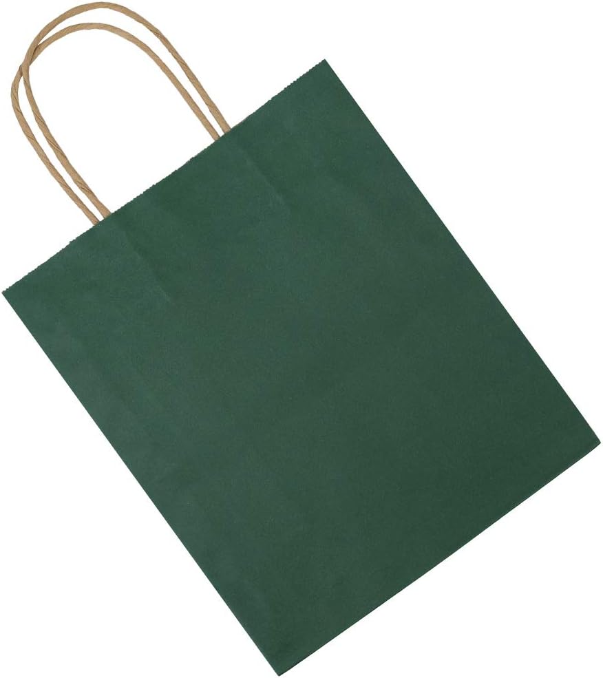 bagmad Cada 100 bolsas de papel de regalo verdes y rojas de 8 x 4.75 x 10 pulgadas con asas