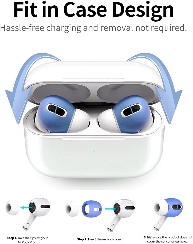 Funda de silicona para Airpods Pro con 2 pares de fundas para las orejas, funda suave de primera calidad, a prueba de golpes con llavero para