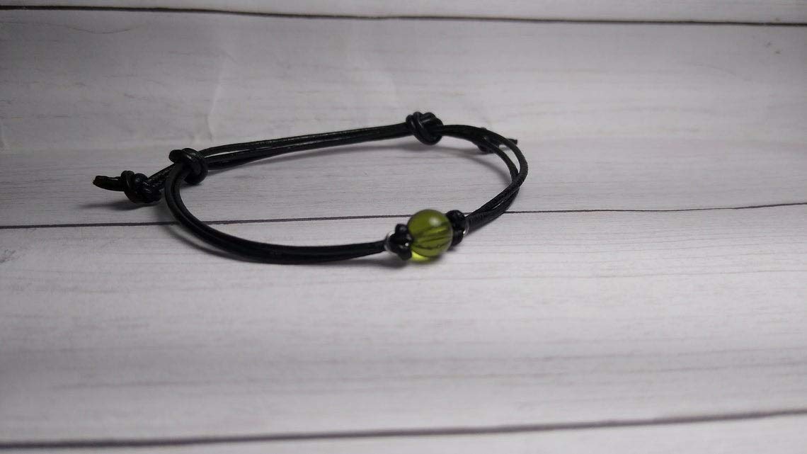 Real 6MM or 8MM Moldavite Bead on Stainless Steel-Copper-Bronze-Niobium-Black Iron-Gold-Rose Gold-Titanium Wire on a Leather or Waxed Cord