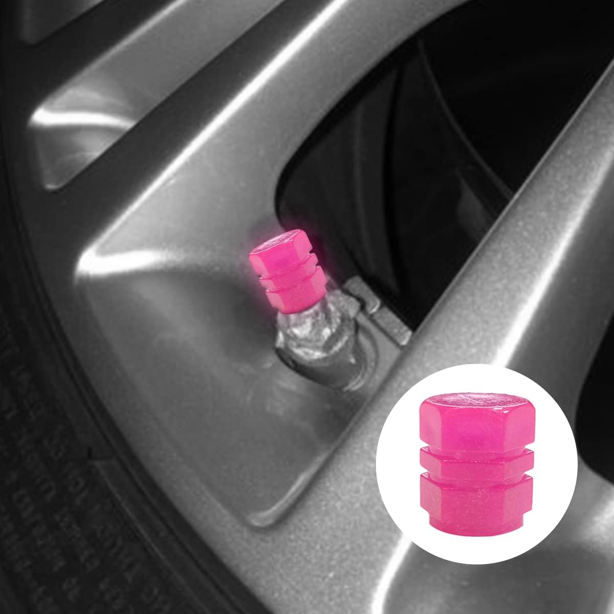 12 tapones fluorescentes para válvula de neumático de automóvil, cubierta para vástago de válvula de rueda, brilla luminoso por la noche, resistente