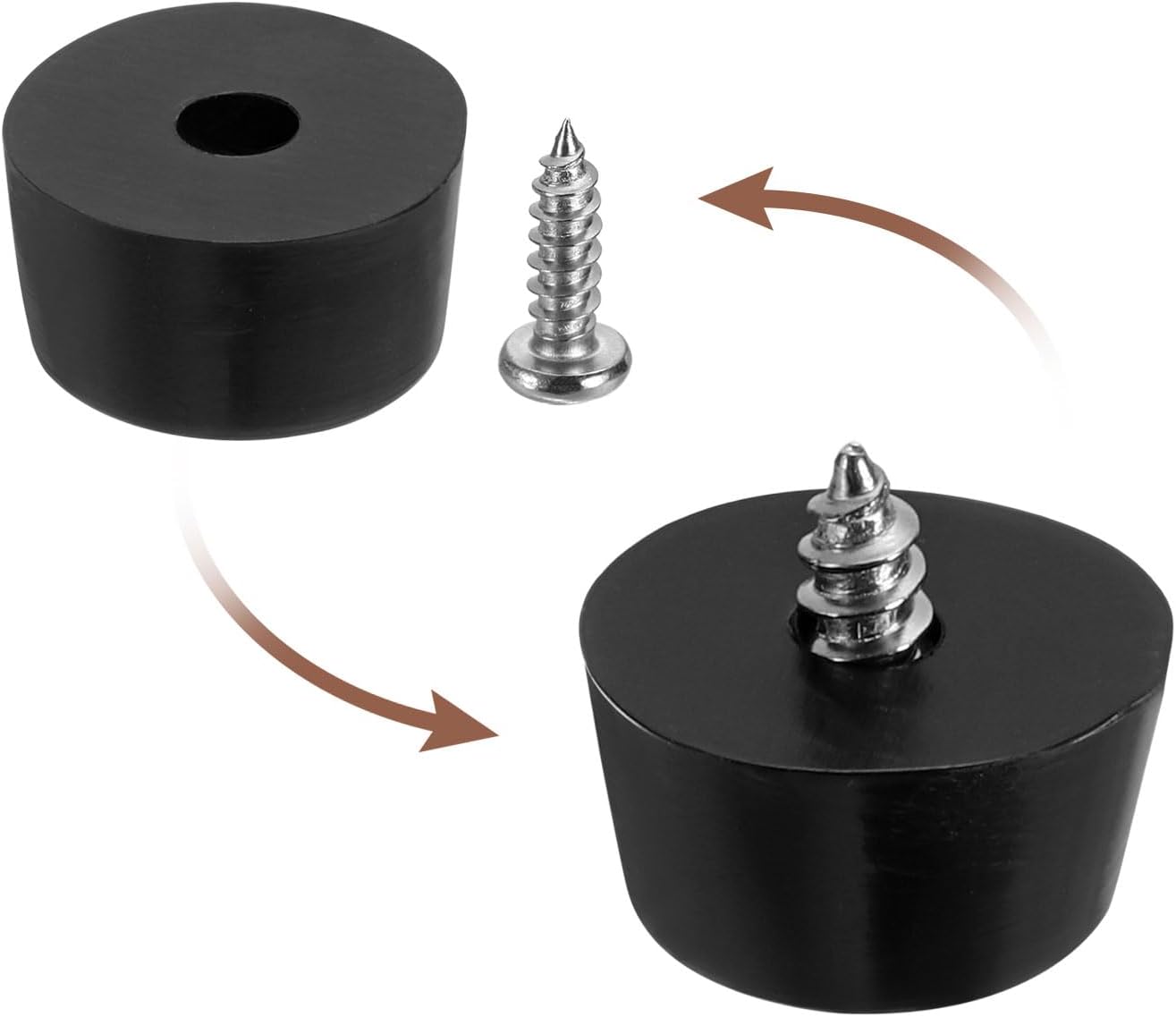 uxcell 10 pies de goma para parachoques, almohadillas redondas de 0.28 pulgadas de alto x 0.51 pulgadas de ancho con arandela de acero inoxidable y