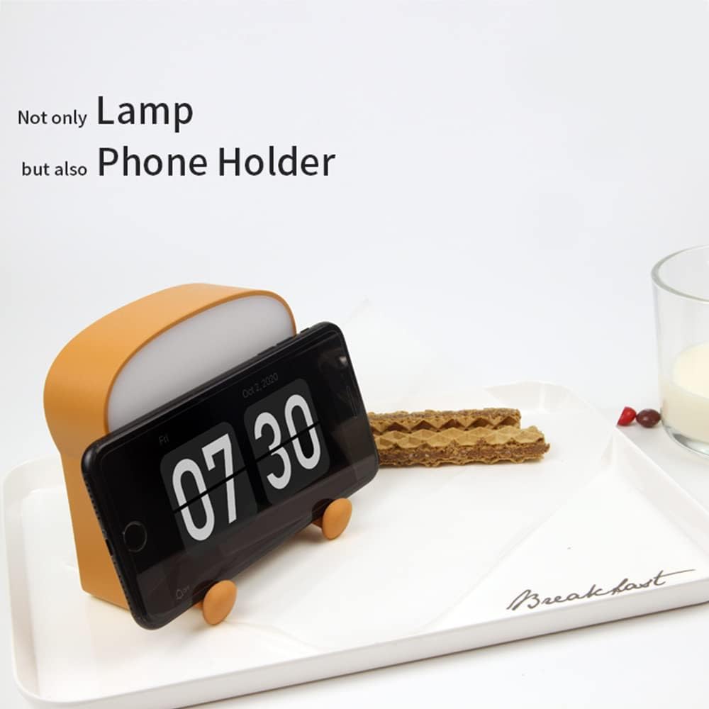 ipalmay Luces nocturnas de tostadas, lámpara de noche de pan regulable recargable por USB, lámpara de dormir de noche de apagado automático con