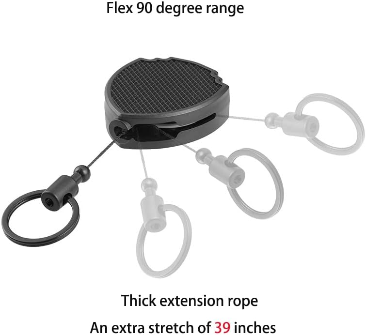 Deign-Pie – Cadena de temporizador retráctil resistente con clip para cinturón retráctil para 39 pulgadas