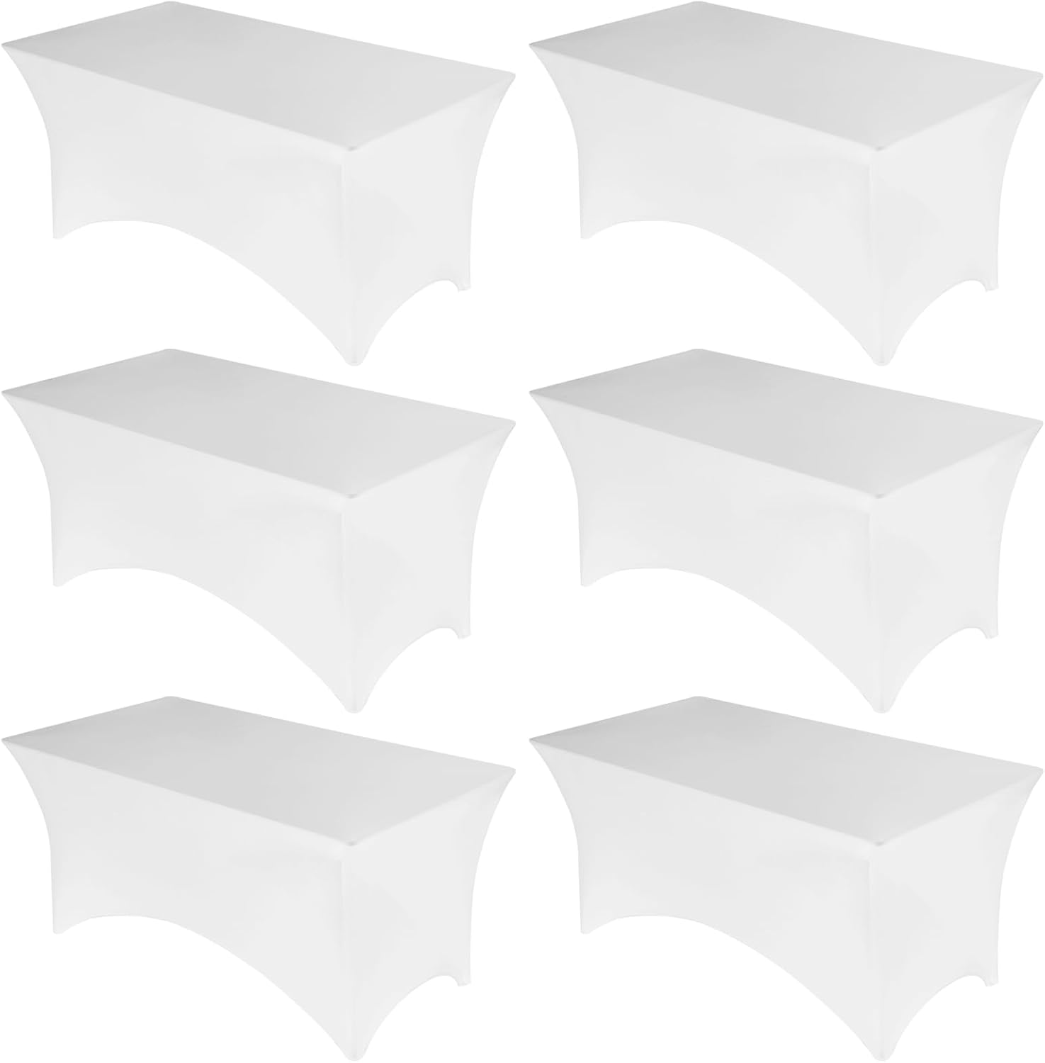 Fixwal Paquete de 6 manteles rectangulares de 6 pies, manteles rectangulares de 6 pies, mantel elástico rectangular, ajustable, lavable para mesa de