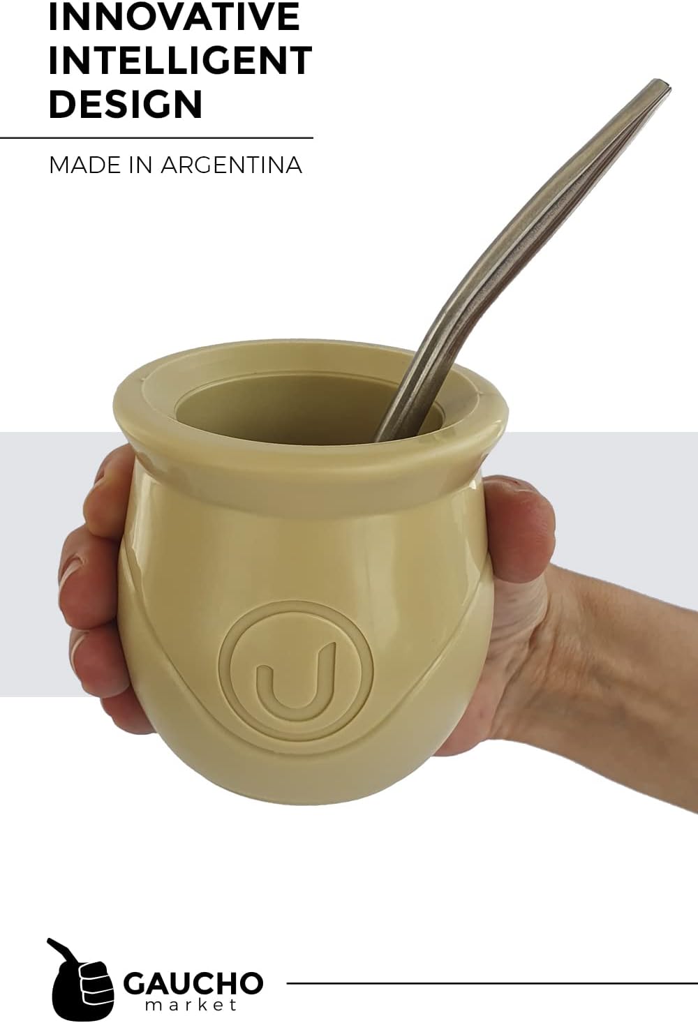 GAUCHO-MARKET Urban Yerba Mate – Juego de tazas de calabaza con sistema único de extracción de yerba autolimpiante. Fabricado en Argentina. Diseño
