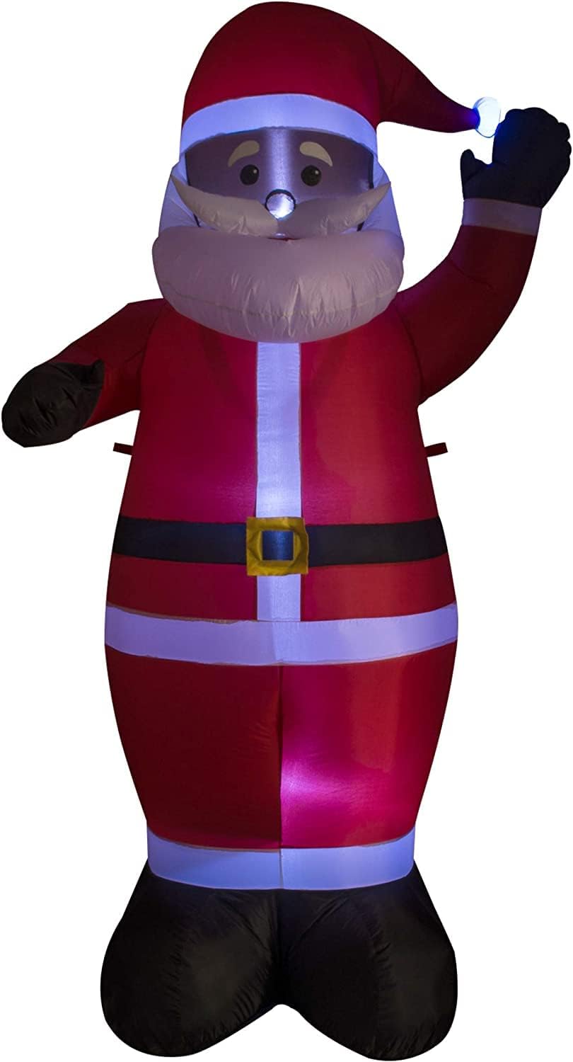 Ycolnaefllr Decoración inflable de Papá Noel negro de 7.5 pies para interiores y exteriores con luces LED, inflables, patio, césped, decoración