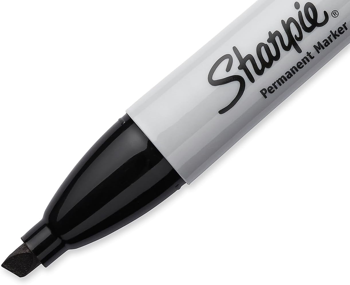 Sharpie 38201 Marcador Permanente 0.209 in Punta de cincel Negro Docena