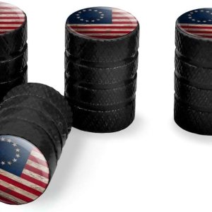 Rustic Betsy Ross 1776 – Tapones de válvula de aluminio con bandera estadounidense envejecida Rustic Betsy Ross 1776 – Tapones de válvula de aluminio con bandera estadounidense envejecida
