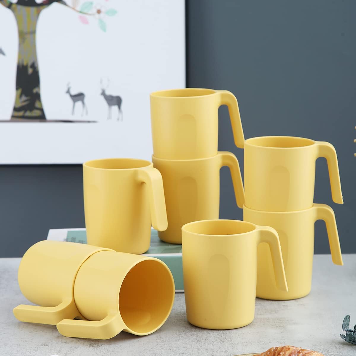 Kyraton Juego de tazas de plástico de 8 piezas, irrompibles y reutilizables, ligeras, de viaje, tazas de café, tazas de expreso, fáciles de