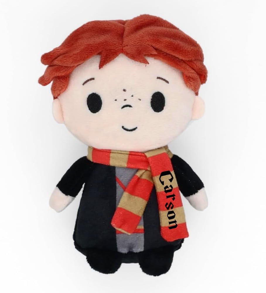 Harry Potter Puf de peluche Ron Weasley, con licencia oficial, recuerdo de estudiante de Hogwarts con nombre personalizado