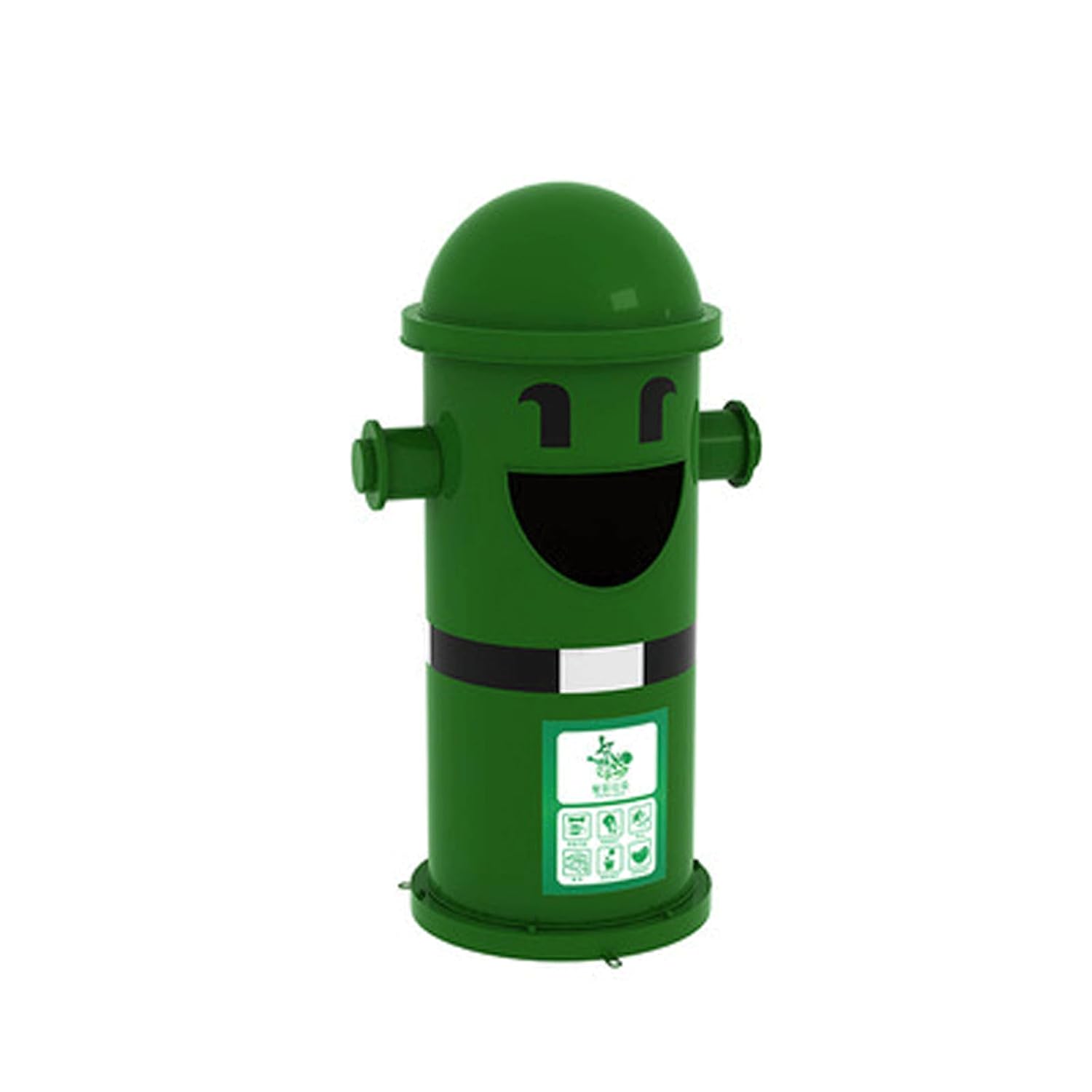TISTIK Bote de basura Outdoor Sorting Trash Can Wrought Iron Long Cylindrical Waste Bin Recessed Panel Commercial Garbage Can 6 Colors Cartoon Fire