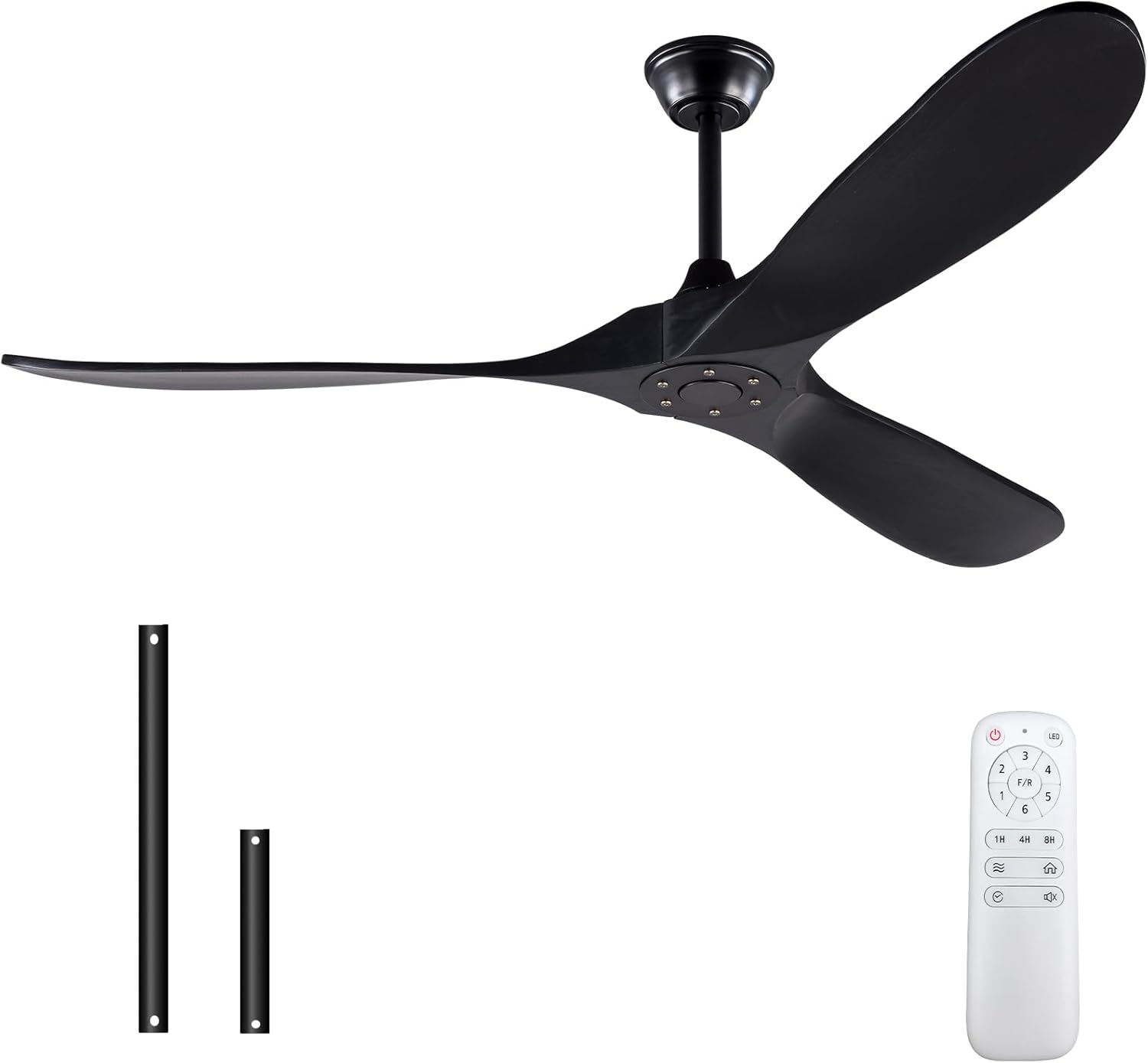BOOMJOY Ventilador de techo de madera moderno de 60 pulgadas sin luces, motor CC reversible sin ruido, ventiladores de techo de 60 pulgadas para