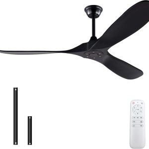 BOOMJOY Ventilador de techo de madera moderno de 60 pulgadas sin luces, motor CC reversible sin ruido, ventiladores de techo de 60 pulgadas para BOOMJOY Ventilador de techo de madera moderno de 60 pulgadas sin luces, motor CC reversible sin ruido, ventiladores de techo de 60 pulgadas para