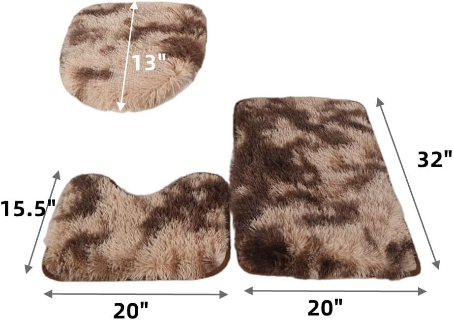 Juego de 3 alfombras de baño, tapetes de baño, tapetes antideslizantes y absorbentes, tapete de suelo, alfombra de contorno en forma de U y cubierta
