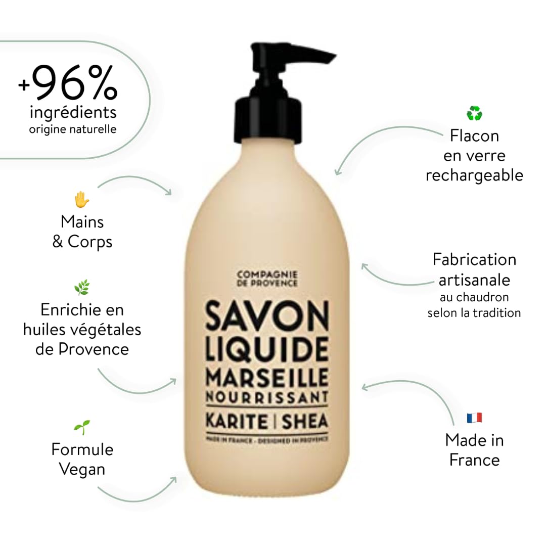 Compagnie de Provence Savon de Marseille – Jabón líquido nutritivo, Karite (manteca de karité), repuesto de 16.7 onzas líquidas