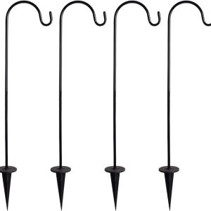 CALIDAKA Paquete de 4 ganchos de pastor multiusos para exteriores, gancho de pastor de hierro con base, ajustable, resistente, para colgar en el CALIDAKA Paquete de 4 ganchos de pastor multiusos para exteriores, gancho de pastor de hierro con base, ajustable, resistente, para colgar en el