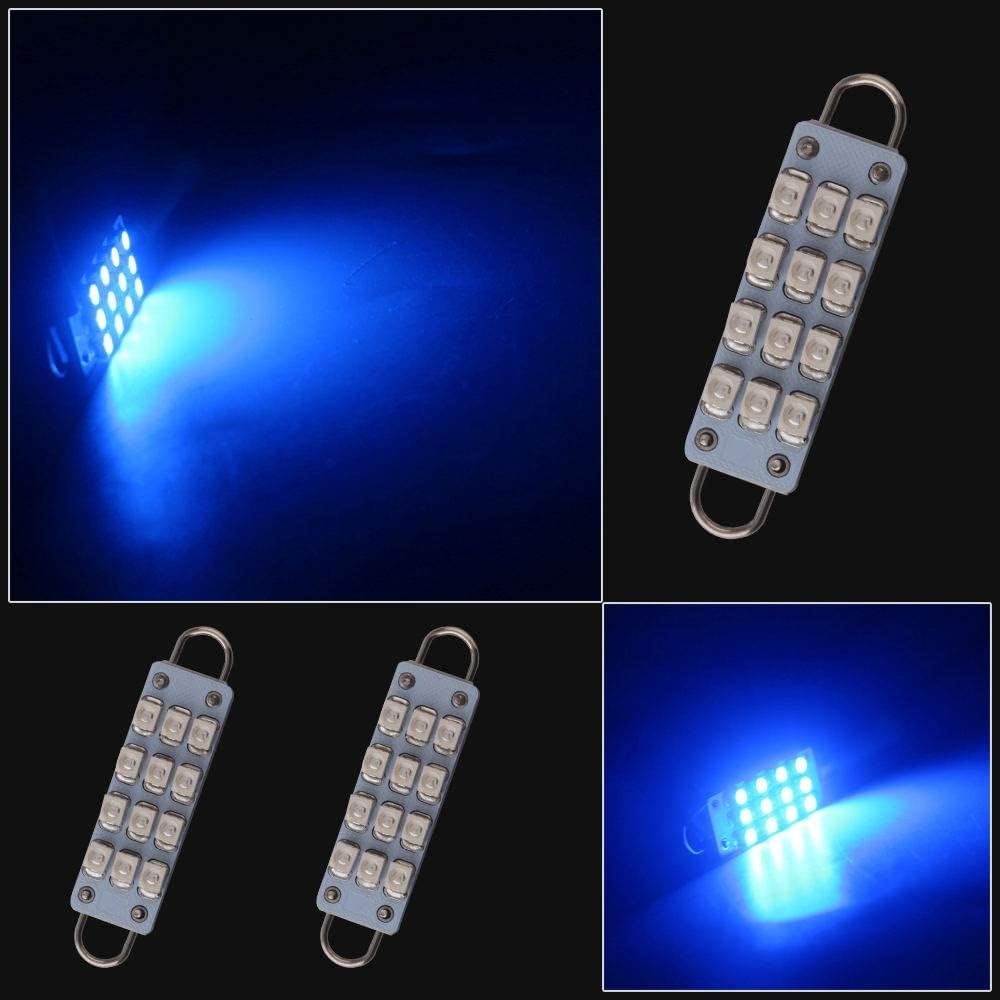 Grandview TM 0.157 x 1.732 in (1.73 pulgadas) 12-SMD 1210 3528 Chip Rígido Loop Festoon Bombillas LED para el interior del coche, cúpula mapa, luz