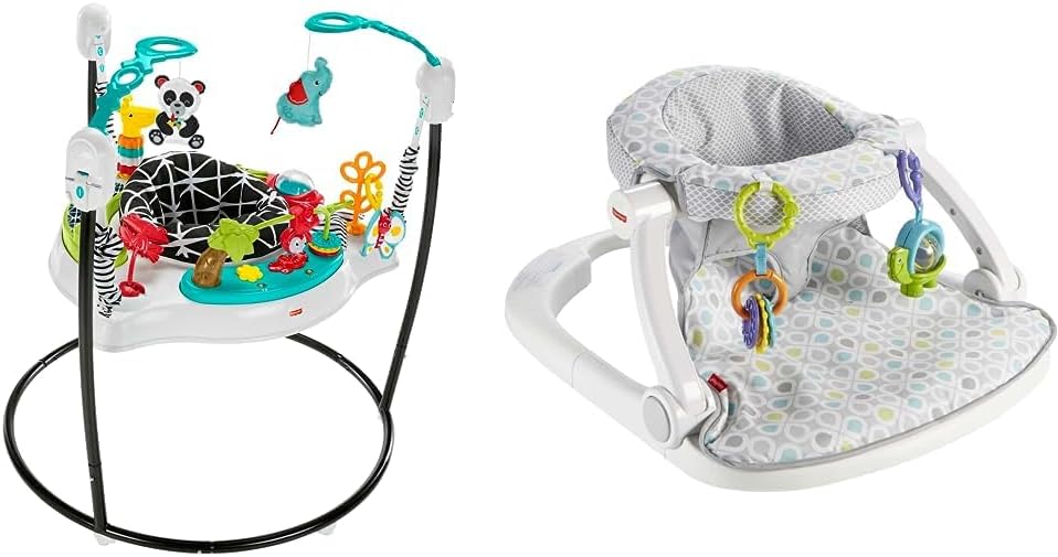 Fisher-Price Juego de gorila y silla portátil para bebés con juguetes y música