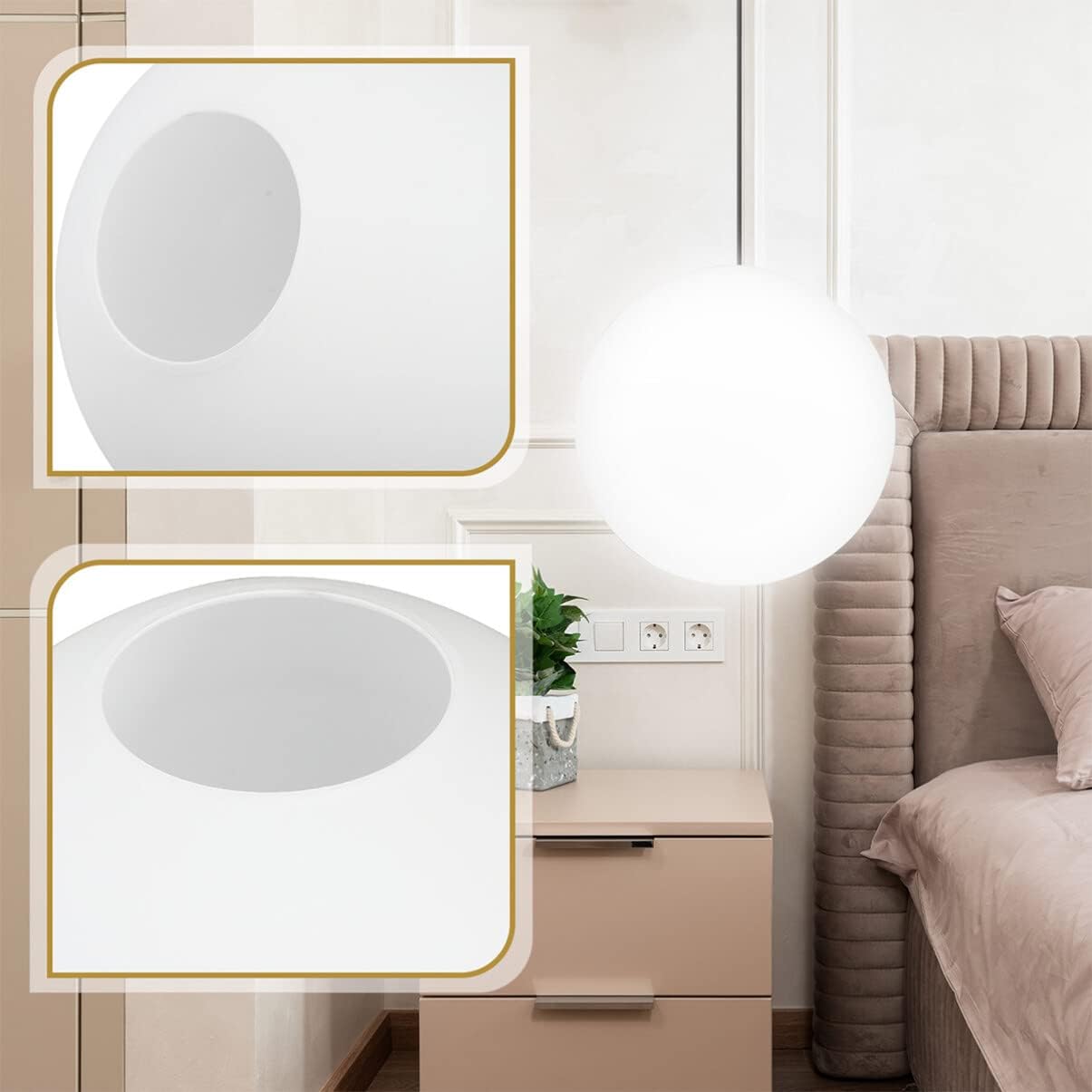 Angoily Pantalla de lámpara de globo de vidrio esmerilado, pantallas de lámpara colgante de orbe colgante, lámpara de esfera para aplique de pared,