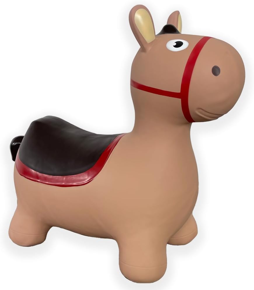 Juguete inflable con bomba para niños pequeños Brown Donkey Bounce & Ride-on