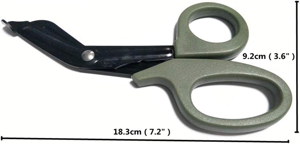 Tijeras de vendaje de rescate táctico multifunción de 7.2 pulgadas Tijeras de trauma EMT con diente de sierra de acero inoxidable afilado (verde)