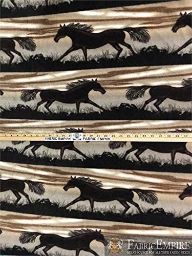 Tela de invierno con estampado de forro polar, caballos salvajes, 58 pulgadas de ancho, vendido por The Yard