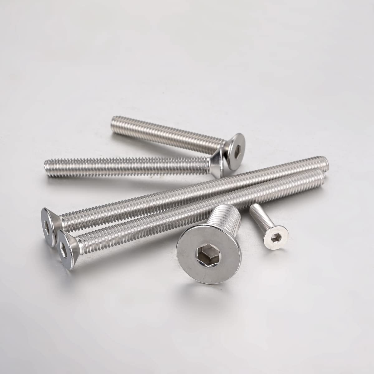 Tornillos avellanados M10-0.059 x 1.181 in, tornillos Allen hexagonales, tornillos de cabeza plana de acero inoxidable 304 18-8, rosca completa, DIN