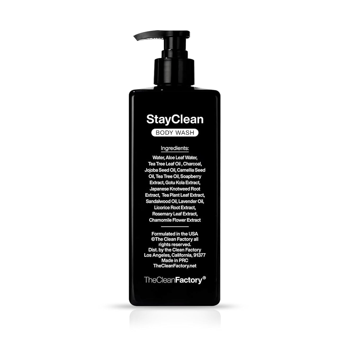 The Clean Factory StayClean Gel de baño para hombre con tecnología hidratante StayClean las 24 horas. Árbol de té de carbón activado y aloe. Jabón
