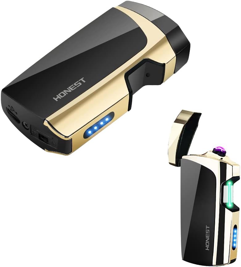 Encendedores eléctricos, encendedor de plasma con sensor infrarrojo, resistente al viento, doble arco, encendedor para exteriores, encendedor USB