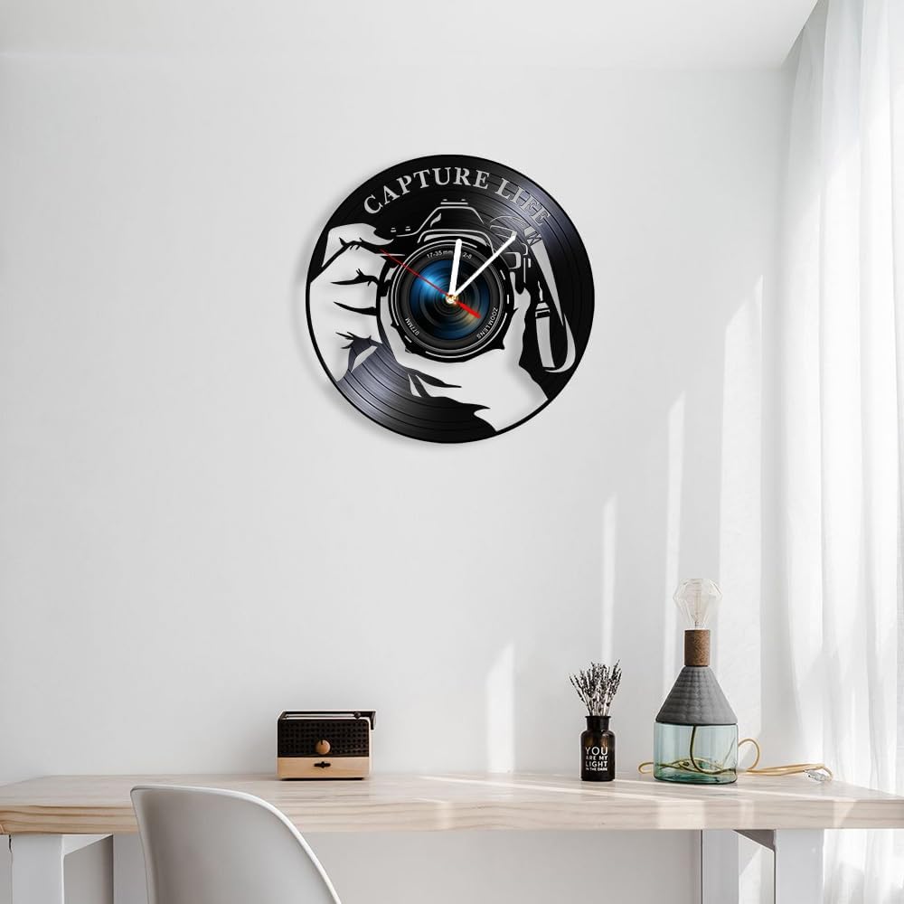 Reloj de pared analógico de 12 pulgadas con luz LED, moderno reloj de fotógrafo silencioso sin tictac para estudio en casa, regalo para amantes de