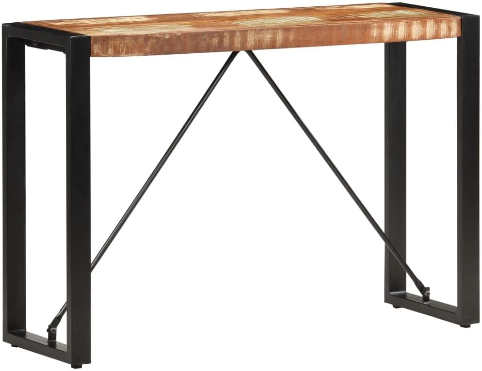 Mesa auxiliar con patas de taburete alto, mesa consola de 43.3 x 13.8 x 29.9 pulgadas, madera maciza recuperada, adecuada para pasillo, dormitorio,