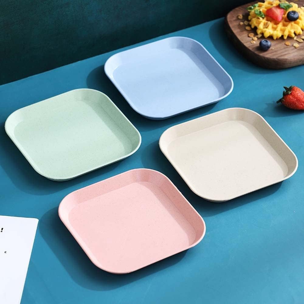 1 mini platos ligeros de paja de trigo reutilizables, aptos para lavavajillas y microondas, platos llanos irrompibles, sin BPA, para niños, adultos,