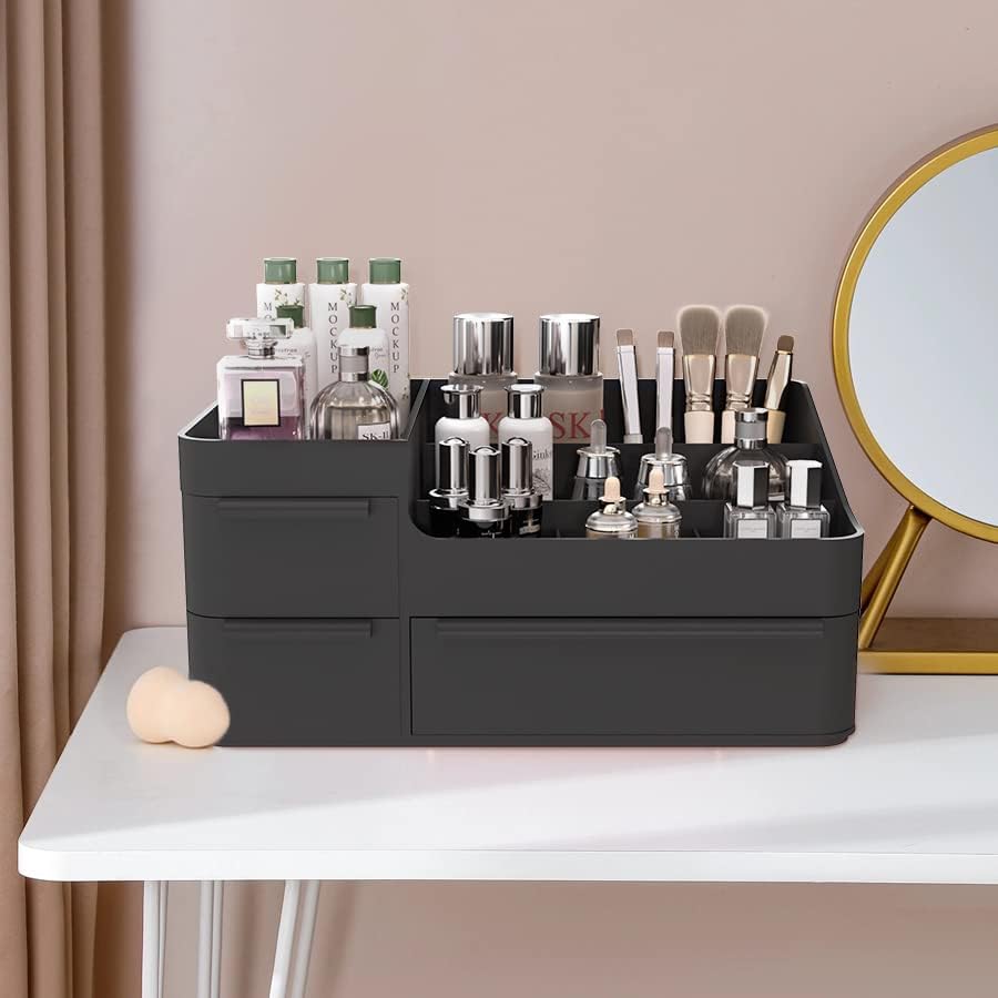 Organizador de maquillaje para tocador, caja de almacenamiento para encimera de baño, soporte apilable para cosméticos para joyas, accesorios para