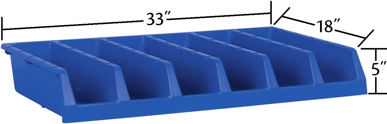 Akro-Mils 30318 System Bin – Contenedor de almacenamiento con seis compartimentos, (33 x 18 x 5 pulgadas), color azul, (paquete de 5)