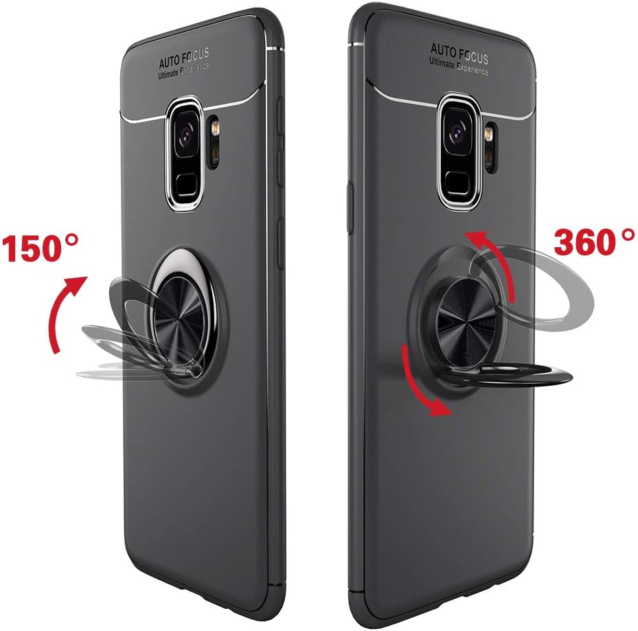 Asuwish Funda de teléfono para Samsung Galaxy S9 con protector de pantalla de vidrio templado y soporte para anillo, accesorios de celda de TPU