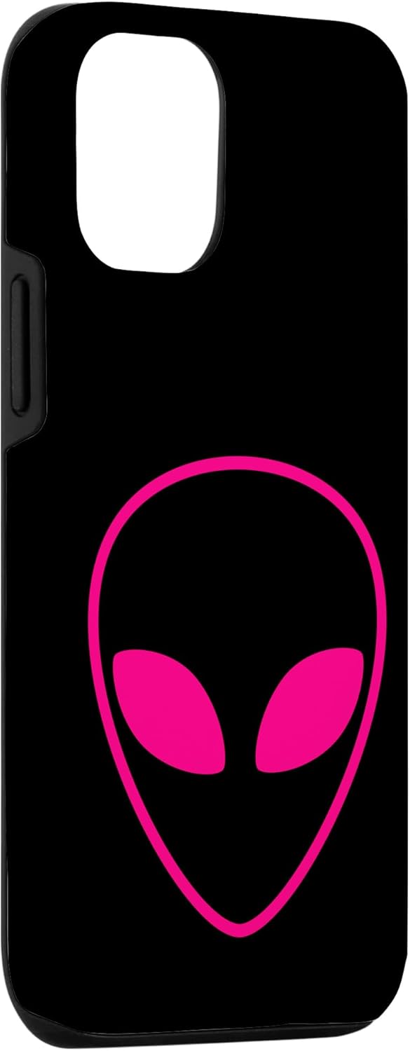 iPhone 13 Pro Alien Head Outline Halloween Fun UFO Rosa Extraterrestre Case