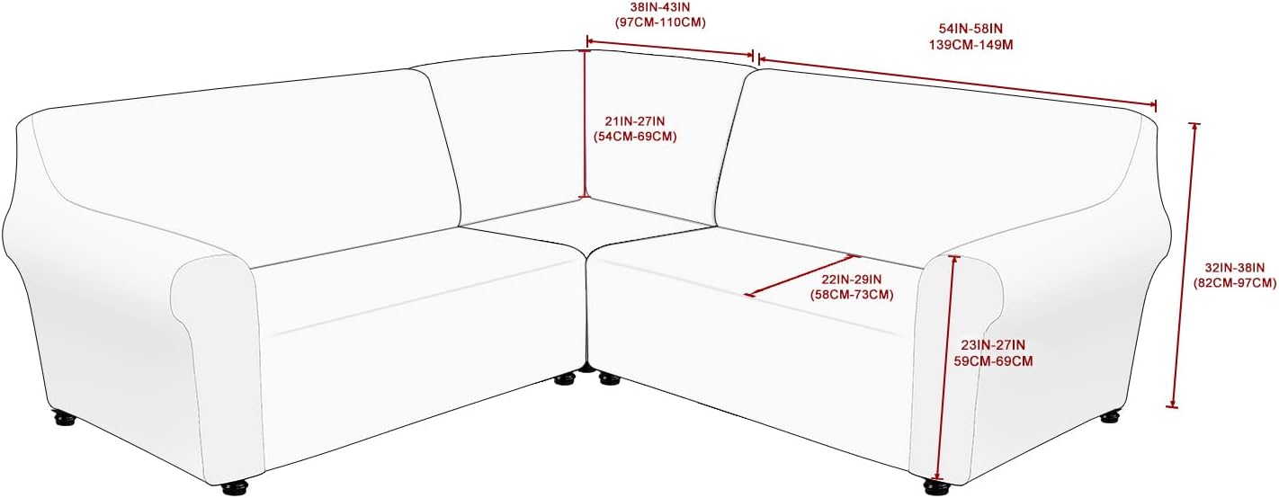 Fundas para sofá modular de esquina de 5 asientos en forma de L, fundas de terciopelo para sofá modular en forma de L, protector elástico suave y
