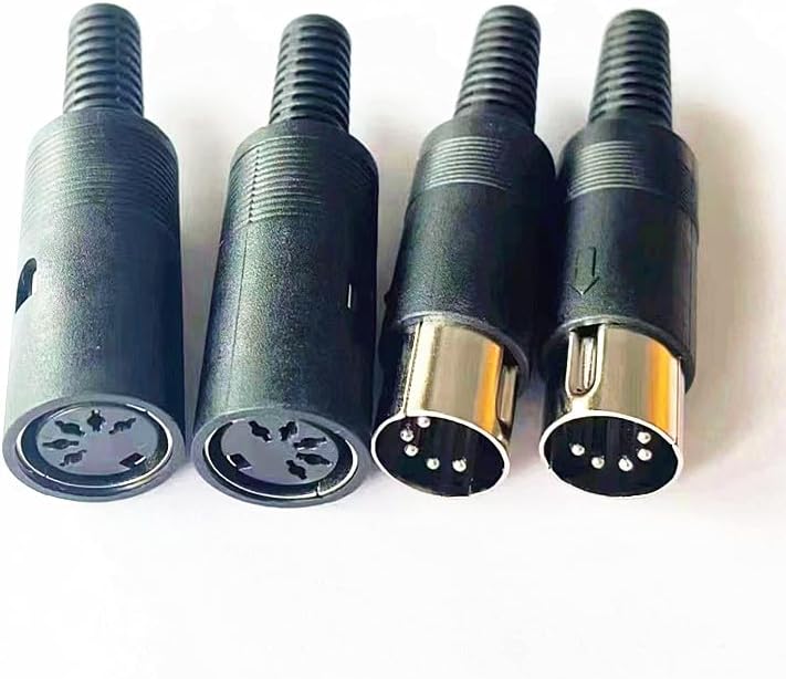 Enchufe macho DIN de 5 pines, enchufe hembra y enchufe compatible con teclado MIDI y micrófono (6 piezas)