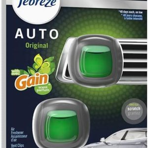 Febreze Ambientador con clip de ventilación de automóvil, eliminador de olores para hasta 30 días de frescura, 2 clips (ganancia) Febreze Ambientador con clip de ventilación de automóvil, eliminador de olores para hasta 30 días de frescura, 2 clips (ganancia)