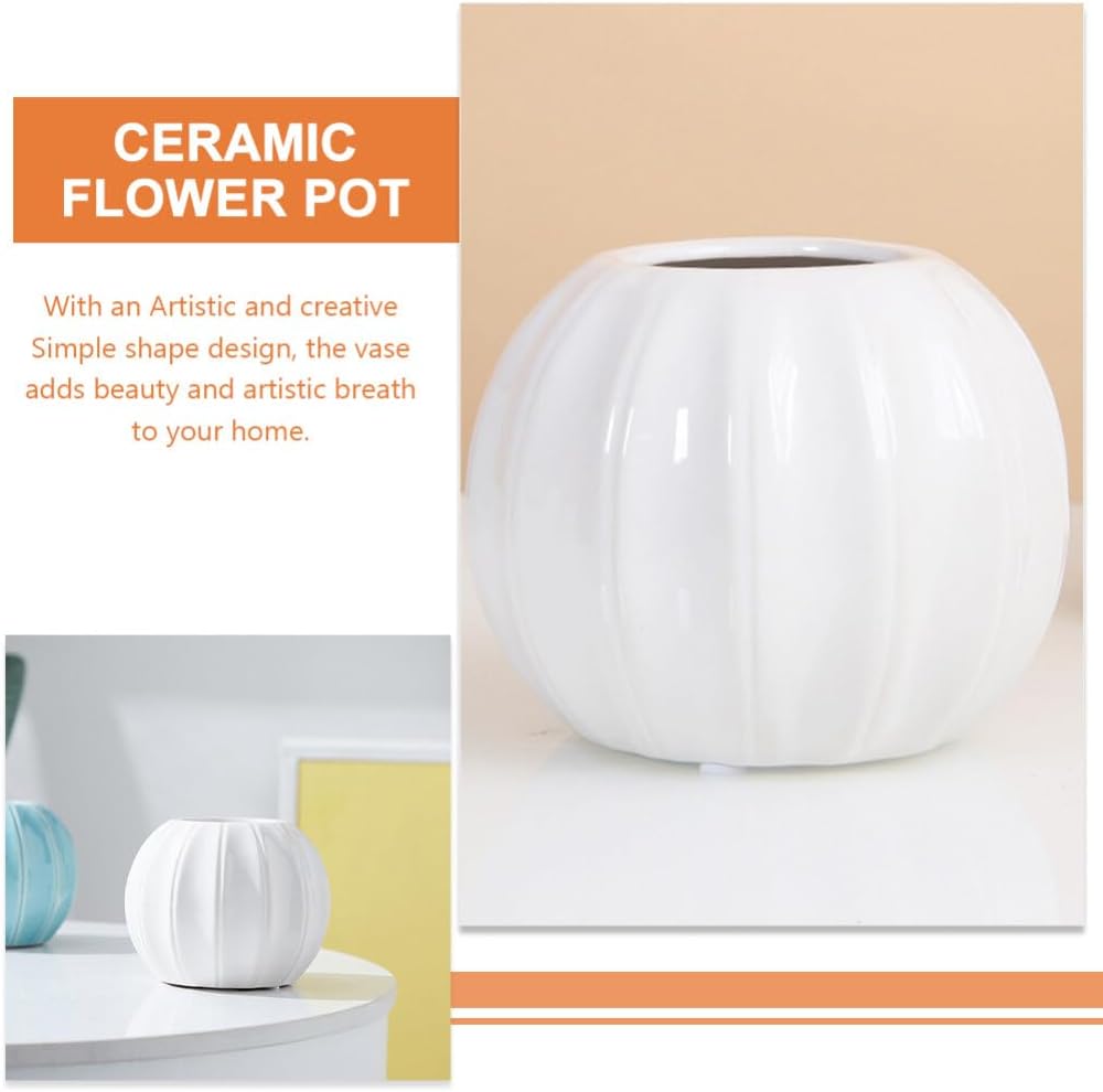 Zerodeko Jarrón floral de cerámica para calabaza, maceta para suculentas, florero seco, único mini maceta para cosecha de otoño, Halloween,